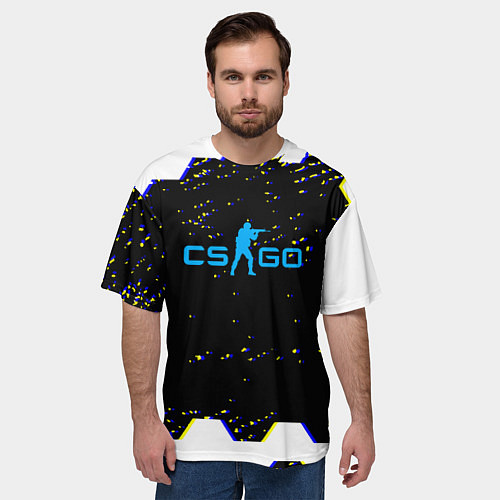 Мужская футболка оверсайз CS соты абстракция / 3D-принт – фото 3