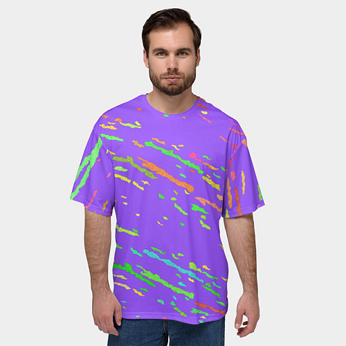 Мужская футболка оверсайз Яркие штрихи / 3D-принт – фото 3