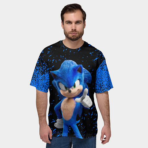 Мужская футболка оверсайз Sonic - sega / 3D-принт – фото 3