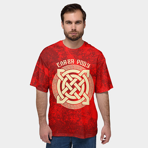 Мужская футболка оверсайз Слава роду - оберег символика / 3D-принт – фото 3
