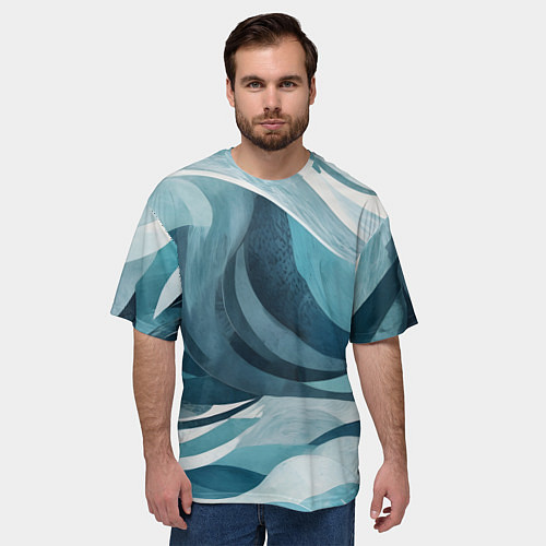 Мужская футболка оверсайз Океан абстракция волны / 3D-принт – фото 3