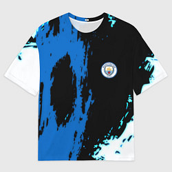 Футболка оверсайз мужская Манчестер сити краски абстрактные, цвет: 3D-принт