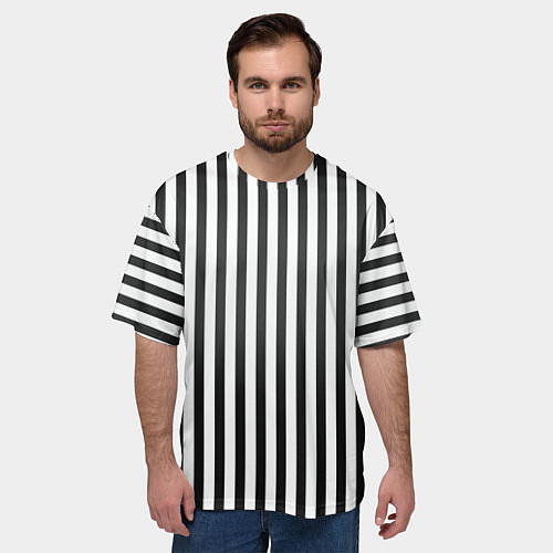 Мужская футболка оверсайз Полоски - Битлджус / 3D-принт – фото 3