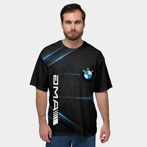 Мужская футболка оверсайз BMW metal steel / 3D-принт – фото 3
