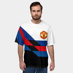 Футболка оверсайз мужская Манчестер Юнайтед спорт текстура, цвет: 3D-принт — фото 2