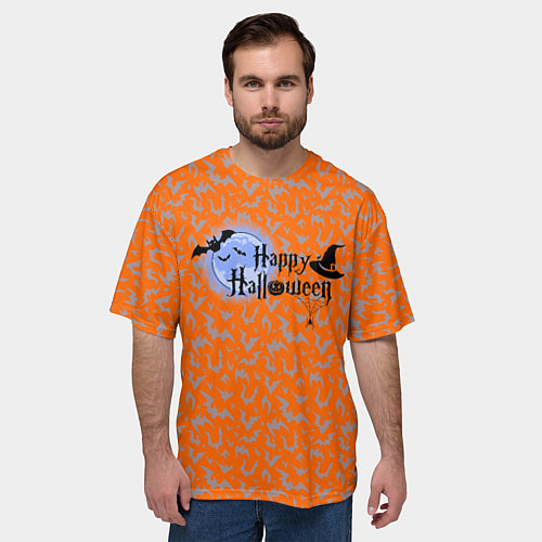 Мужская футболка оверсайз Хэллоуин - луна / 3D-принт – фото 3