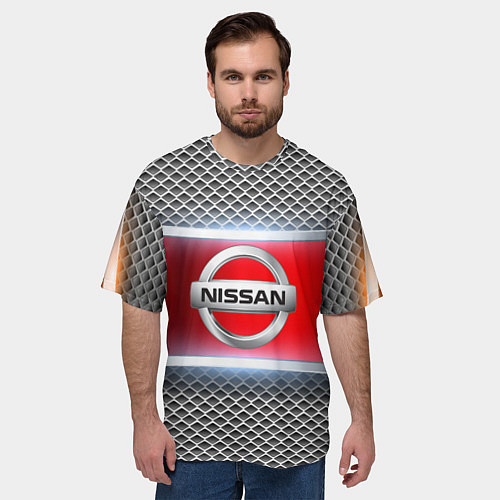 Мужская футболка оверсайз Nissan авто текстура / 3D-принт – фото 3