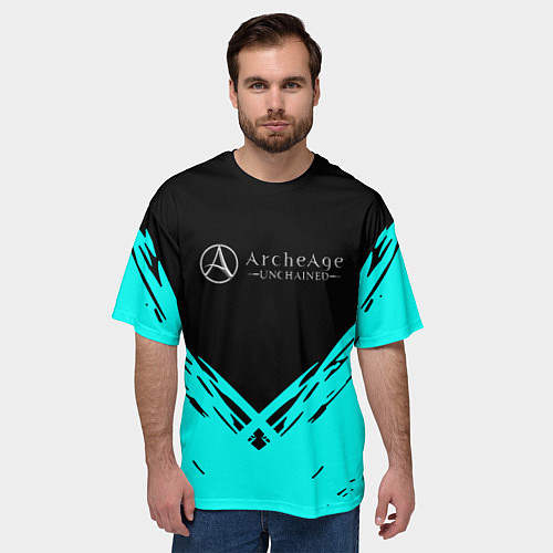 Мужская футболка оверсайз ArcheAge краски / 3D-принт – фото 3