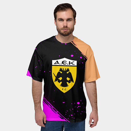 Мужская футболка оверсайз AEK fc geometry splash / 3D-принт – фото 3