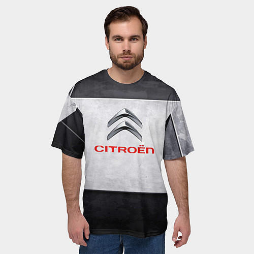 Мужская футболка оверсайз Citroen grey metal / 3D-принт – фото 3
