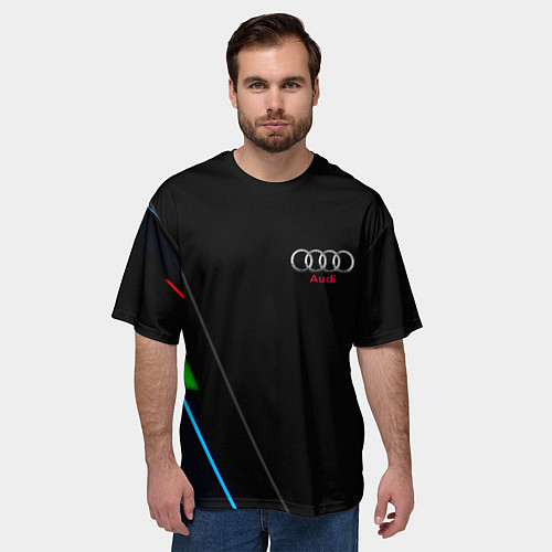 Мужская футболка оверсайз AUDI geometry line / 3D-принт – фото 3