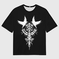 Футболка оверсайз мужская Вороны и став рун защиты, цвет: 3D-принт