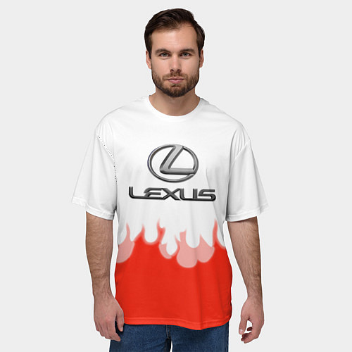 Мужская футболка оверсайз Lexus fire / 3D-принт – фото 3