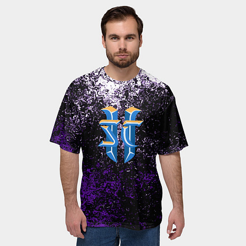 Мужская футболка оверсайз Starcraft брызги красок / 3D-принт – фото 3