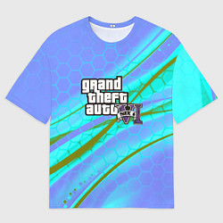 Футболка оверсайз мужская GTA 6 неоновые соты геометрия, цвет: 3D-принт
