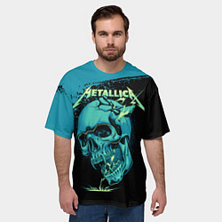 Футболка оверсайз мужская Metallica - молния пробивает череп, цвет: 3D-принт — фото 2