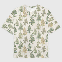 Футболка оверсайз мужская Узор из листьев папоротника, цвет: 3D-принт