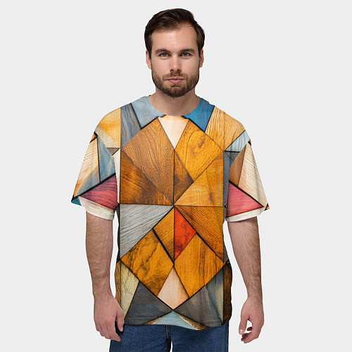 Мужская футболка оверсайз Мозайка / 3D-принт – фото 3