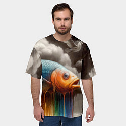 Футболка оверсайз мужская Рыба в облаках - сюрреализм, цвет: 3D-принт — фото 2