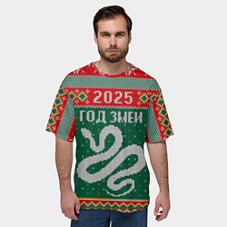 Футболка оверсайз мужская 2025 новый год змеи, цвет: 3D-принт — фото 2