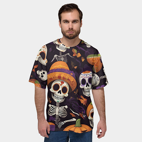 Мужская футболка оверсайз Страшилки хэллоуин / 3D-принт – фото 3