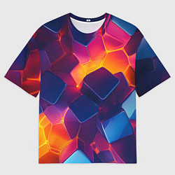 Футболка оверсайз мужская Неоновая геометрическая текстура, цвет: 3D-принт