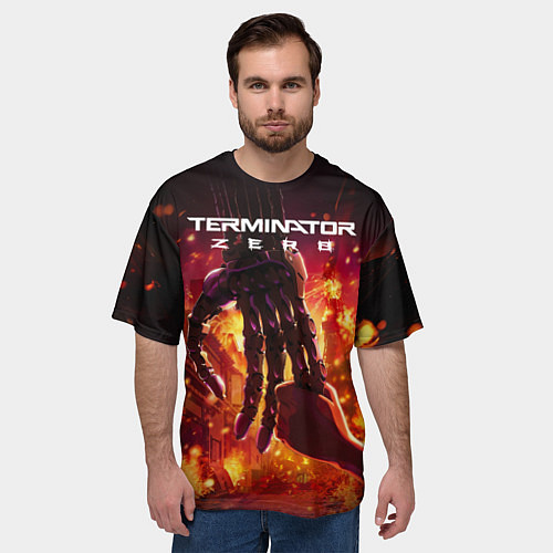 Мужская футболка оверсайз Терминатор зеро постер / 3D-принт – фото 3