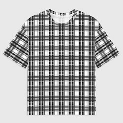 Мужская футболка оверсайз Черно-белая шотландка клетчатый узор