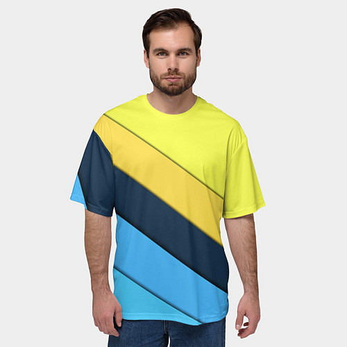 Мужская футболка оверсайз Геометрия полосы спорт / 3D-принт – фото 3