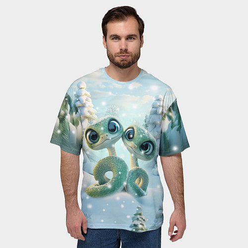 Мужская футболка оверсайз Милые змеи / 3D-принт – фото 3
