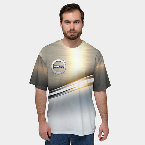 Мужская футболка оверсайз Volvo жёлтый метал / 3D-принт – фото 3