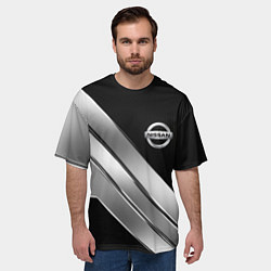 Футболка оверсайз мужская Nissan metal steel auto, цвет: 3D-принт — фото 2