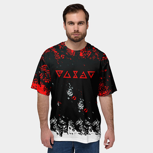 Мужская футболка оверсайз Ведьмак лого брызги красок / 3D-принт – фото 3