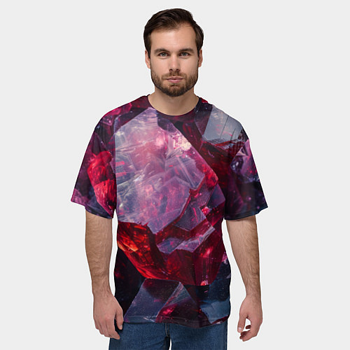 Мужская футболка оверсайз Драгоценный минерал / 3D-принт – фото 3