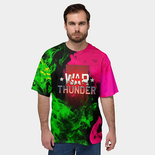 Мужская футболка оверсайз Warthunder flame fight / 3D-принт – фото 3
