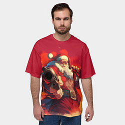 Футболка оверсайз мужская Дед Мороз с пистолетом, цвет: 3D-принт — фото 2