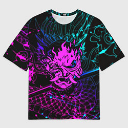 Футболка оверсайз мужская Cyberpunk 2077 dragon neon, цвет: 3D-принт