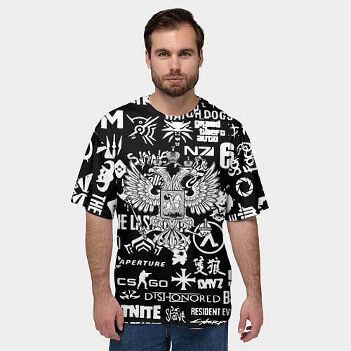 Мужская футболка оверсайз Киберсорт Россия герб / 3D-принт – фото 3
