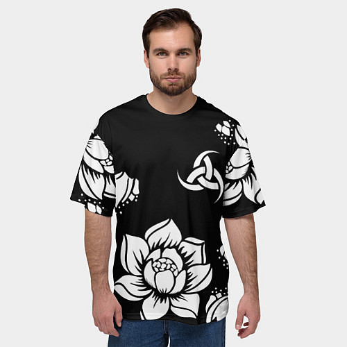 Мужская футболка оверсайз Русская община символика розы / 3D-принт – фото 3