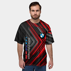 Футболка оверсайз мужская BMW geometry stripes red, цвет: 3D-принт — фото 2