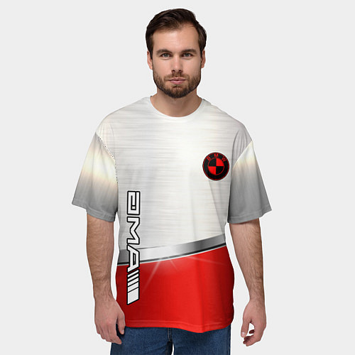 Мужская футболка оверсайз BMW metal carbon steel / 3D-принт – фото 3