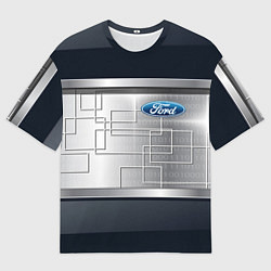 Футболка оверсайз мужская FORD текстура из метала, цвет: 3D-принт