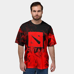 Футболка оверсайз мужская DOTA 2 лого в огне, цвет: 3D-принт — фото 2
