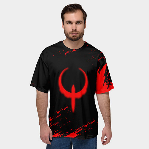 Мужская футболка оверсайз Quake красные краски / 3D-принт – фото 3