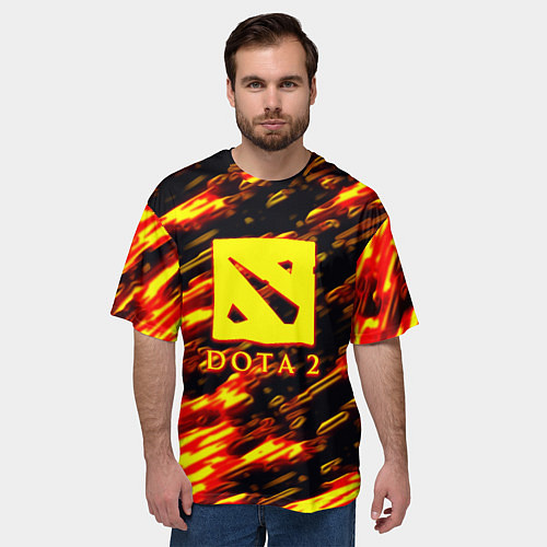 Мужская футболка оверсайз DOTA2 огенный стиль текстура / 3D-принт – фото 3