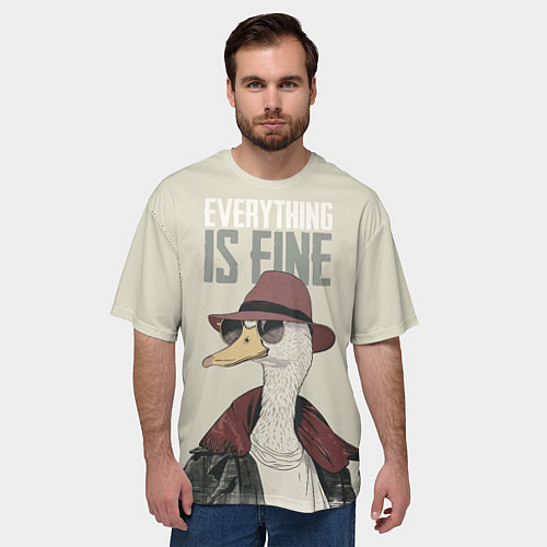 Мужская футболка оверсайз Гусь - все хорошо / 3D-принт – фото 3
