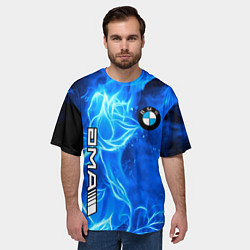 Футболка оверсайз мужская BMW flower flame, цвет: 3D-принт — фото 2