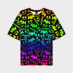 Мужская футболка оверсайз Marshmello neon steel pattern