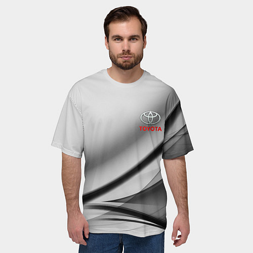 Мужская футболка оверсайз Toyota texrure grey / 3D-принт – фото 3