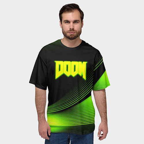Мужская футболка оверсайз Doom абстракция кислотная / 3D-принт – фото 3